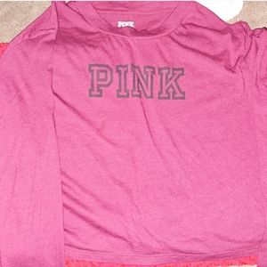 Pink long slv crop